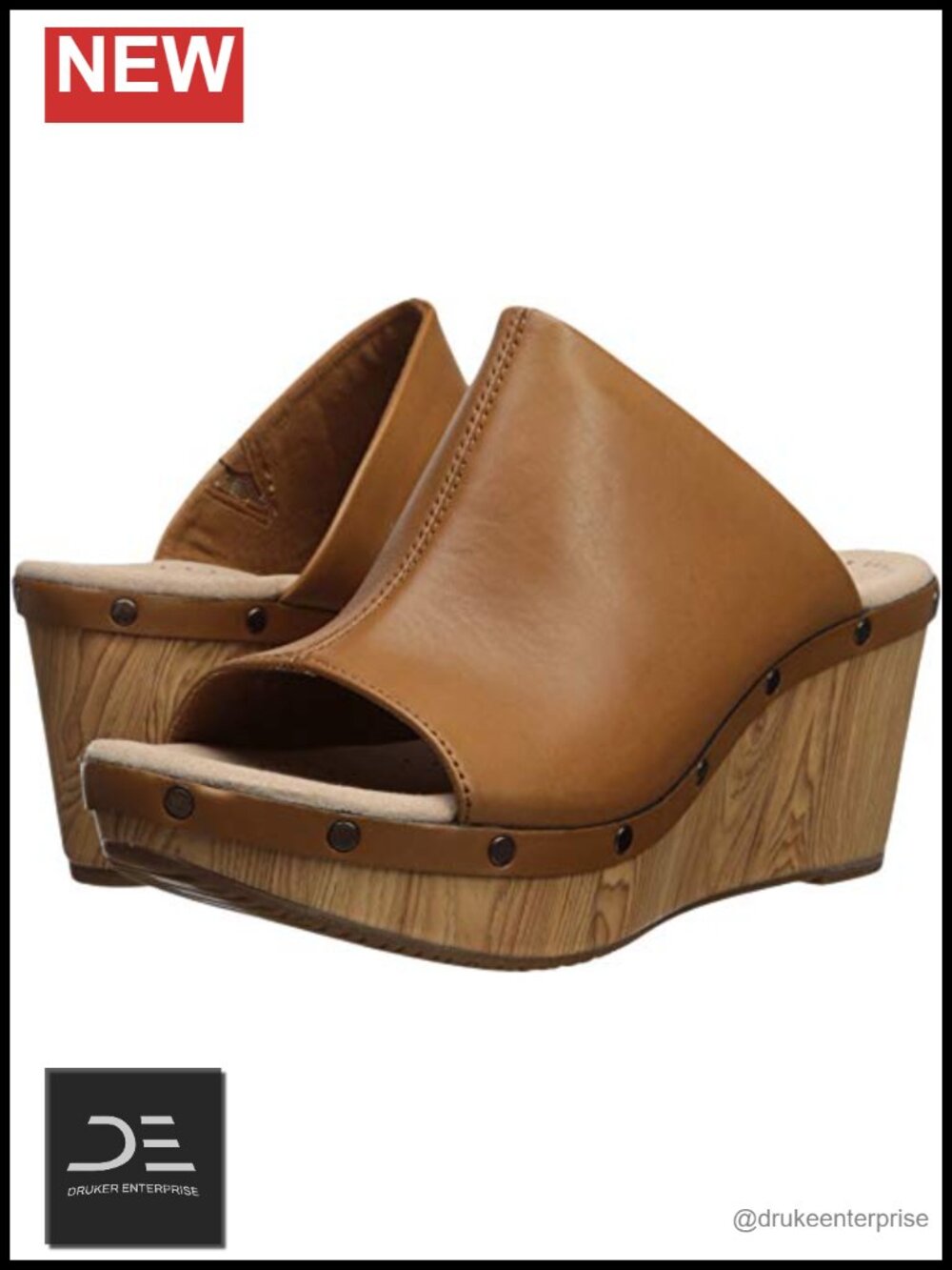 Womens Wedge Sandals Platform Heel Leather Slingback